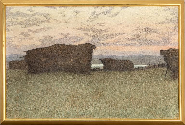 ESTER DOROTHEA ALMQVIST, watercolour and indian ink on canvas, signed Ester Almqvist and dated 1909.