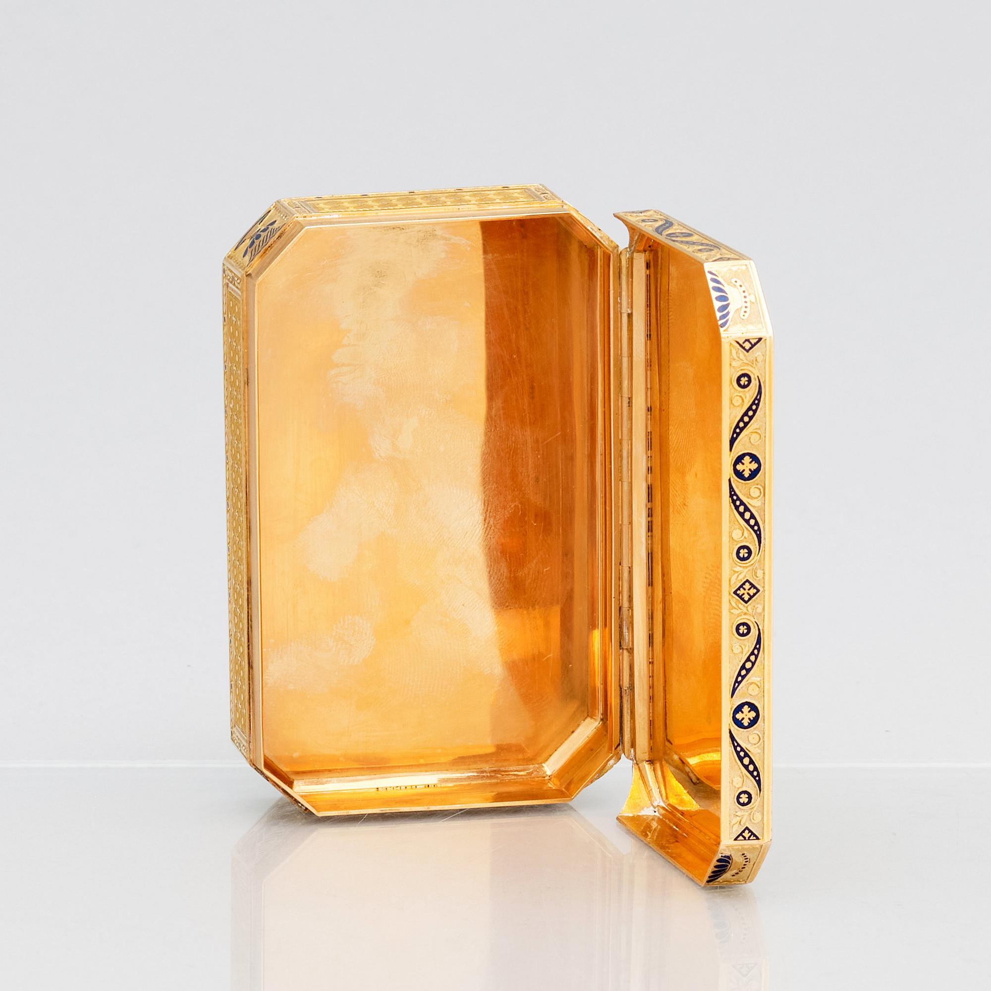 Dosa, guld och emalj, möjligen Schweiz, 1800-talets början, empire.