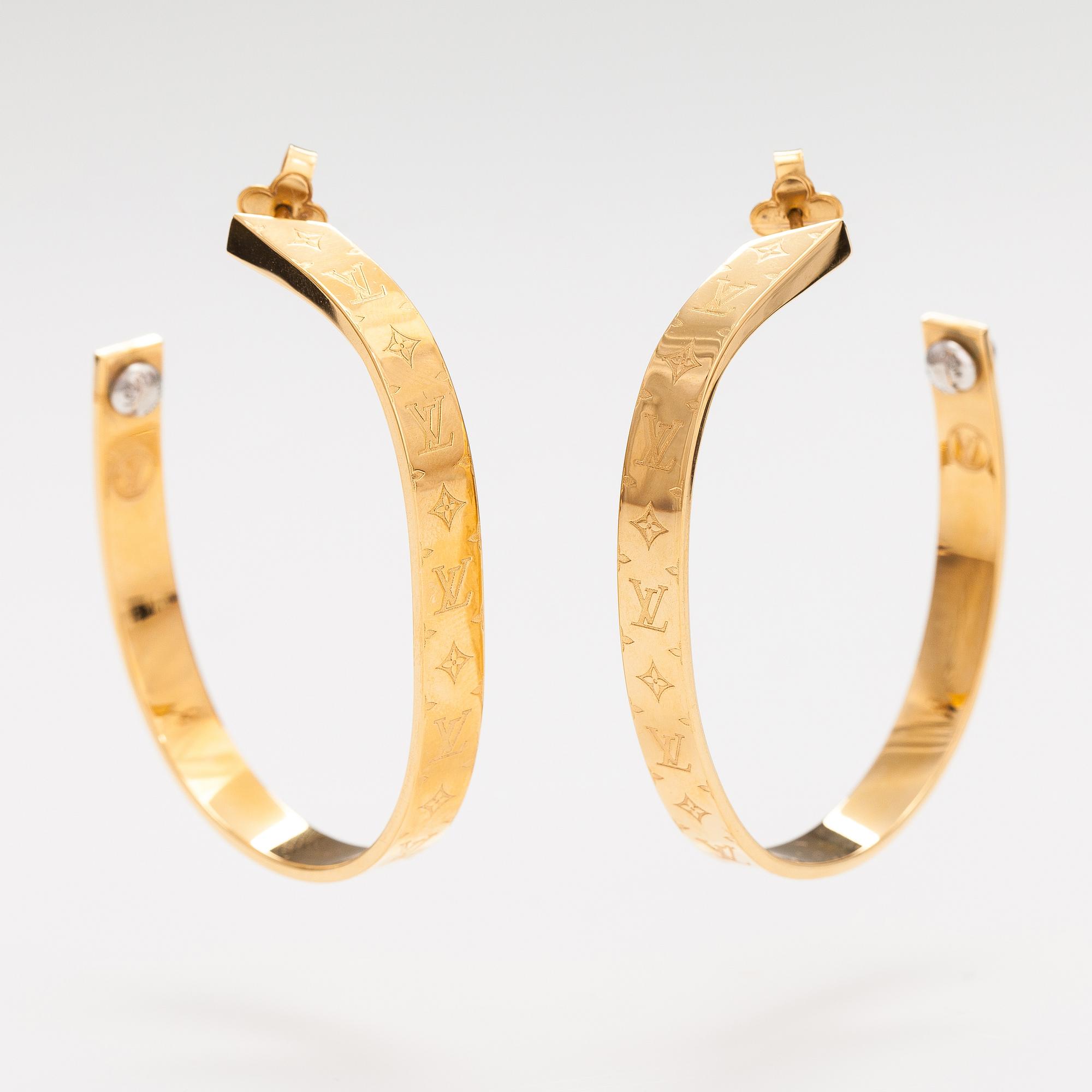 Louis vuitton nanogram hoop earrings clearance