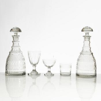 Gerda Strömberg, glasservis, xx delar, "Hörningsholm", Strömbergshyttan, 1900-talets första hälft.