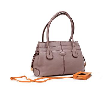649. TOD'S, a lilac leather "D-Bag" and orange leather cellphone case.