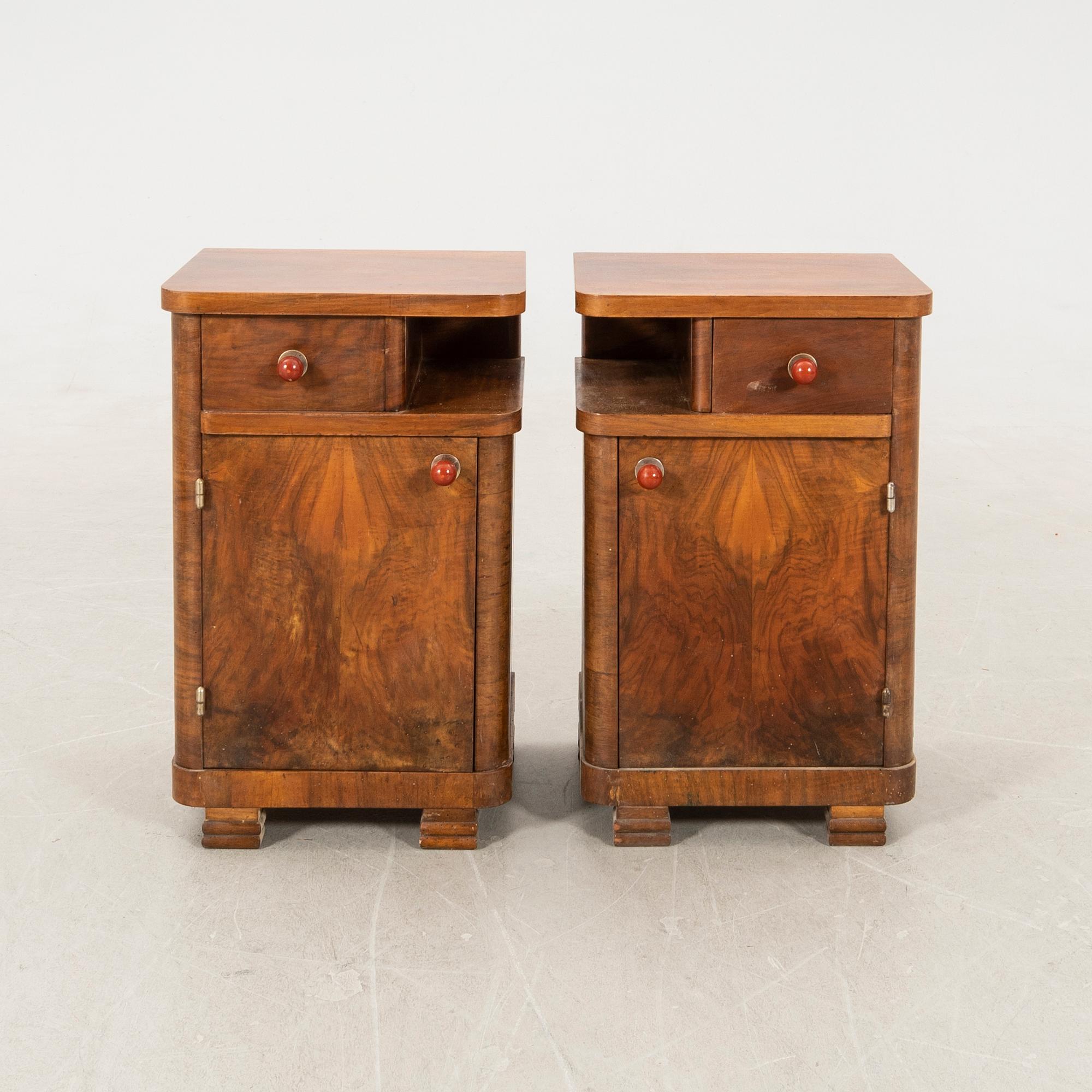 Bedside tables, a pair, Art Deco, first half of the 20th century.