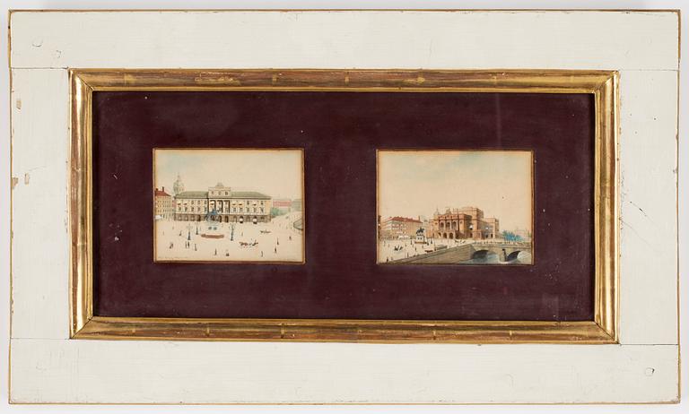 HUGO RAHM, akvareller, ett par. Sign o dat 1893.