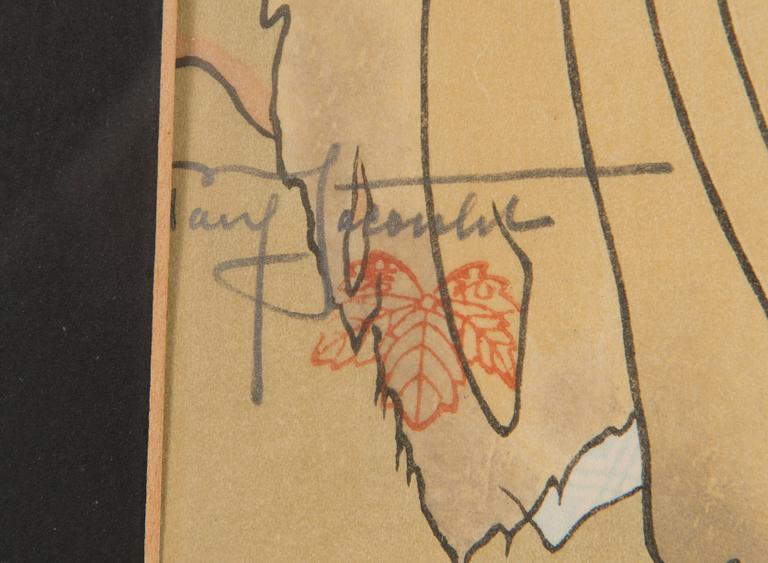 Paul Jacoulet, träsnitt, signerad.