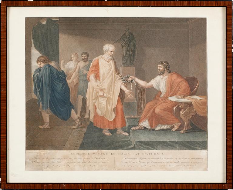 KOPPARSTICK, 2 st, efter Angelica Kauffman och Garnier, 1800-tal.