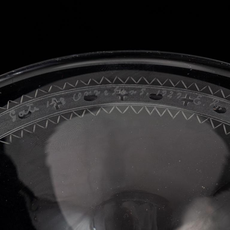 Simon Gate, glass goblet, signed and dated 1929.