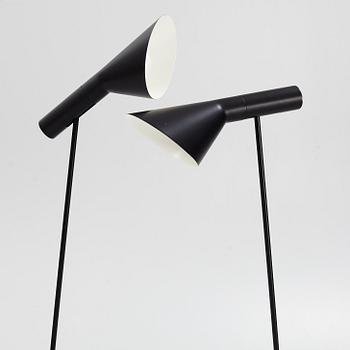 Arne Jacobsen, a pair of 'AJ' floor lights, Louis Poulsen, Denmark.