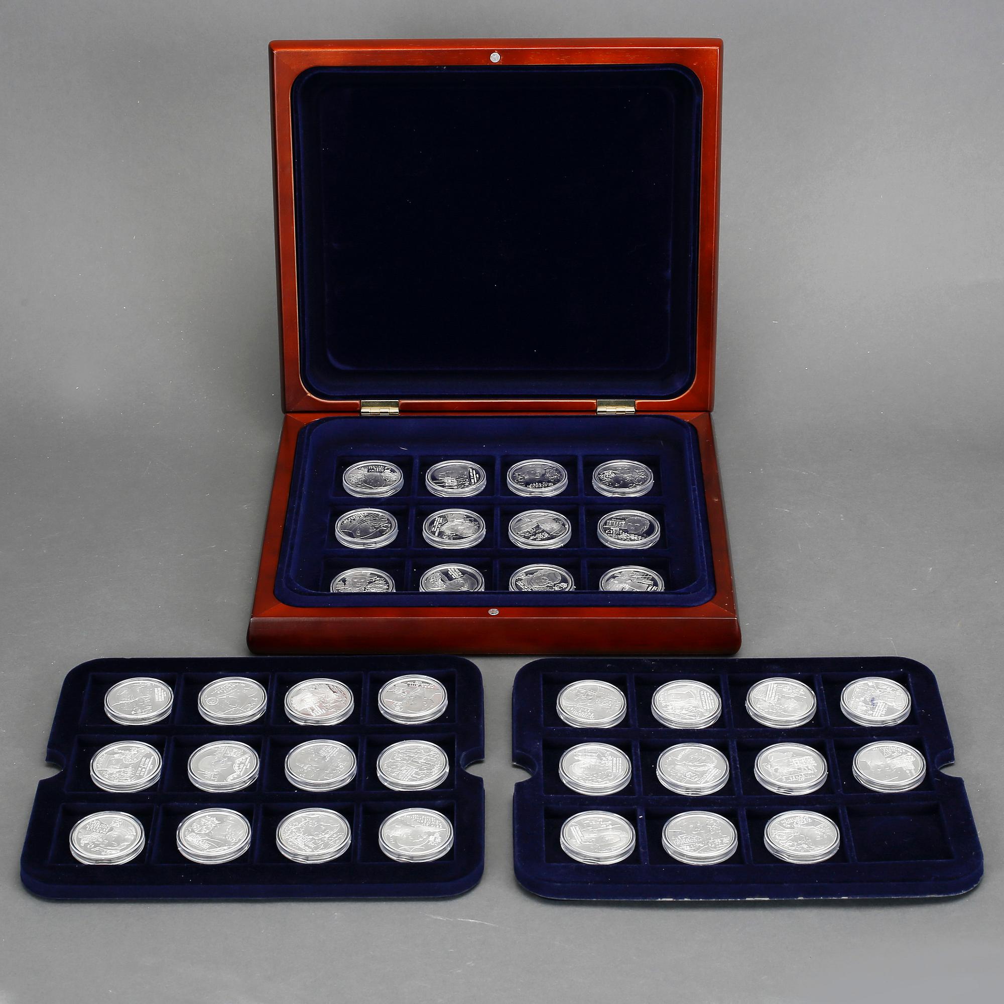 MINNESMYNT, 23 st, sterlingsilver, "Sveriges regenter", ca 621 g.