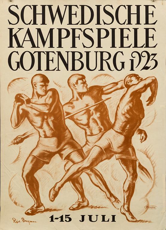 POSTER, "Schwedische kampfspiele Gotenburg 1923".