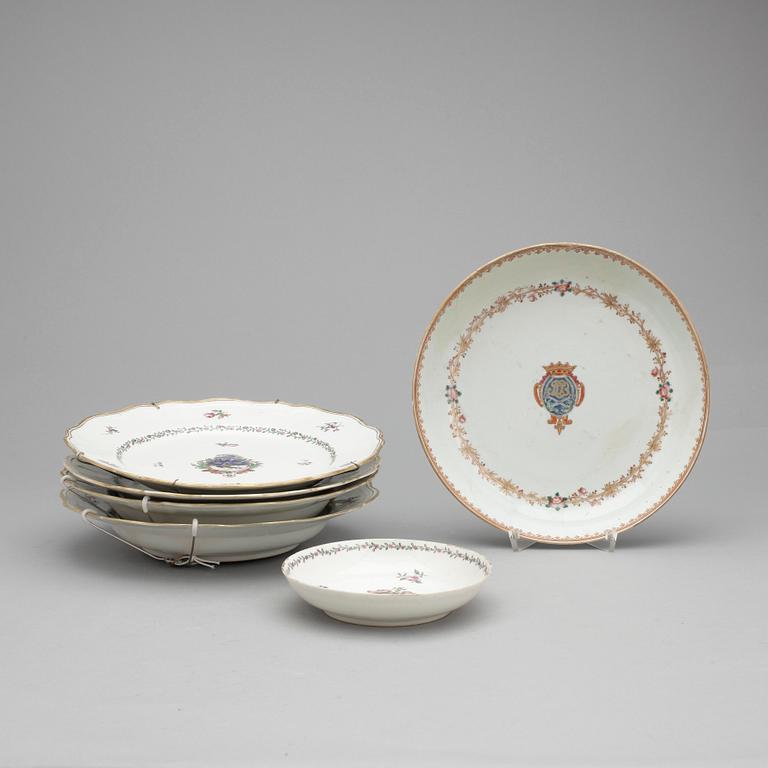 PARTI PORSLIN, 6 delar, Kina, 1700-tal.