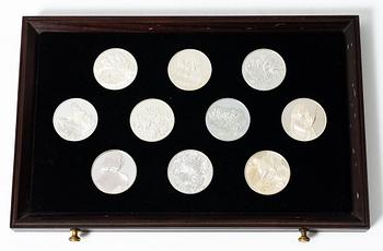 Schatull med medaljer silver 925/1000. "Mästaren och geniet Leonardo da Vinci". Franklin Mint 1970-tal.