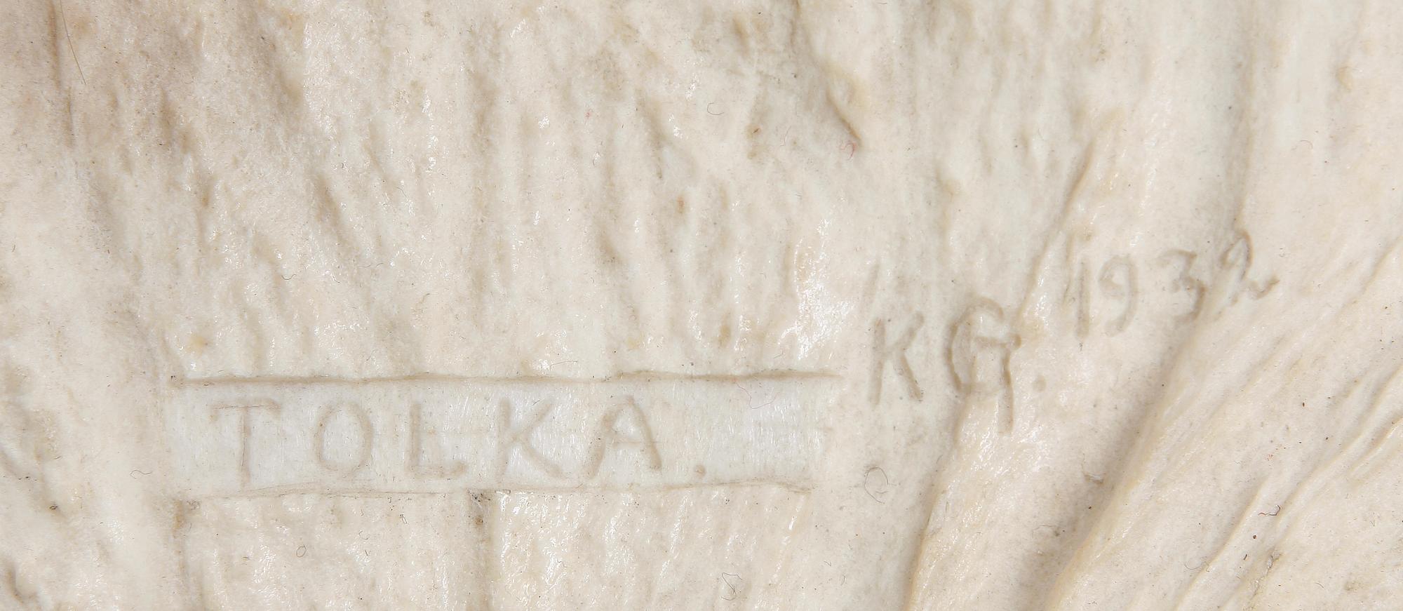 SKULPTUR, samisk, horn, sign KG o dat 1932.