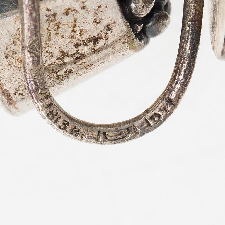 Rings and earrings, silver, Tillander, 1950 / 60s.