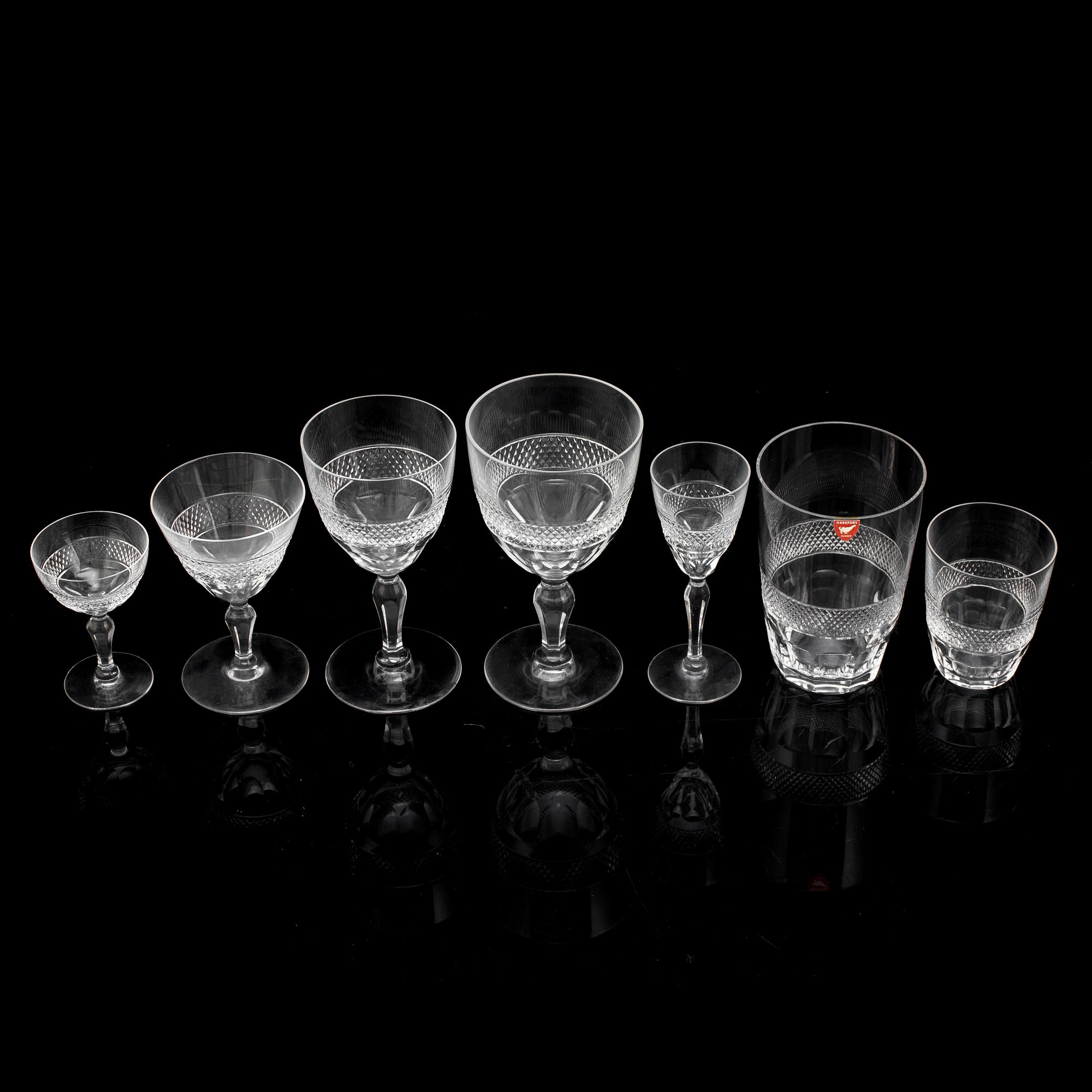 SERVIS, glas, 43 delar, "Rio", Orrefors, 1900-talets andra hälft.