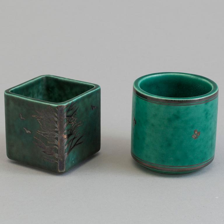 WILHELM KÅGE, six 'Argenta' stoneware pieces from Gustavsberg.