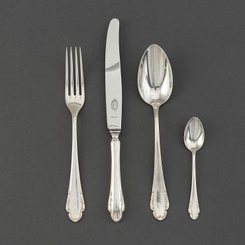 Bestick, 28 delar, silver, modell "Haga". Skandia Silver, Stockholm, 1930-tal.