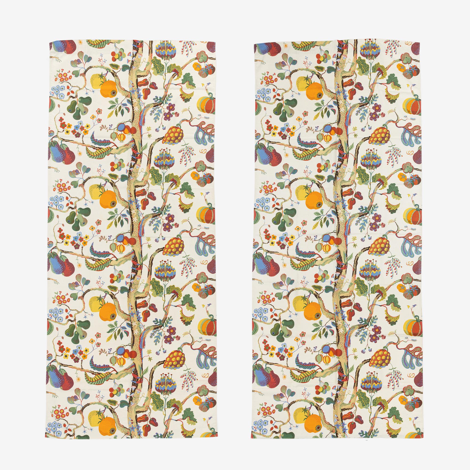 Josef Frank, gardiner, ett par, "Vegetable Tree", Svenskt Tenn.