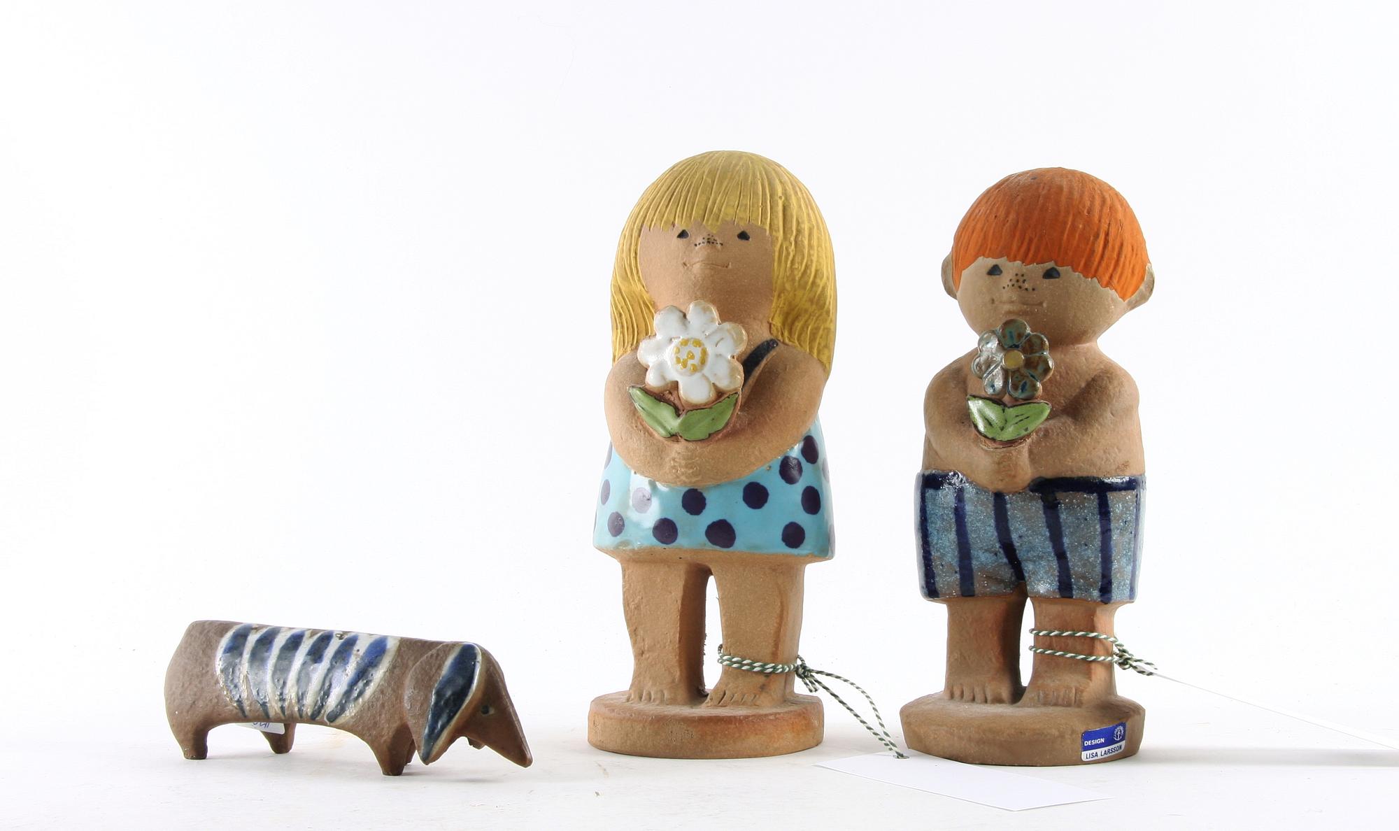 FIGURINER, 3 st, stengods, Lisa Larson, Gustavsberg.