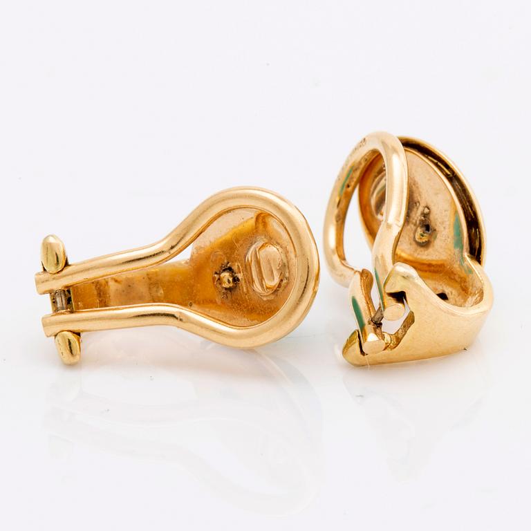 EARRINGS 14 K gold turquoises, diamonds approx 0,01 ct.