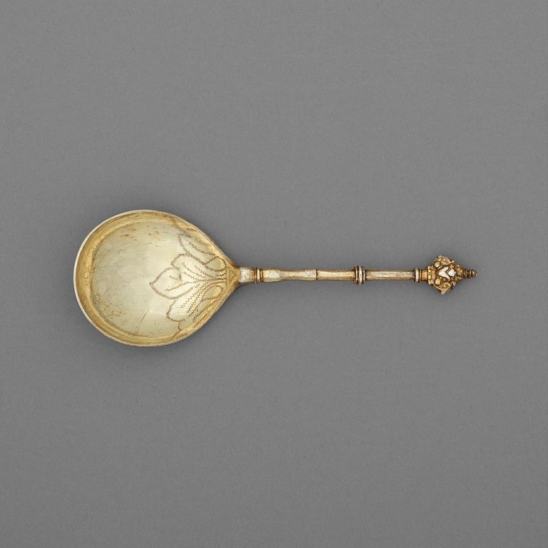 A Swedish 17th century silver-gilt spoon, possibly of Friedrich Richter, Stockholm 1695.