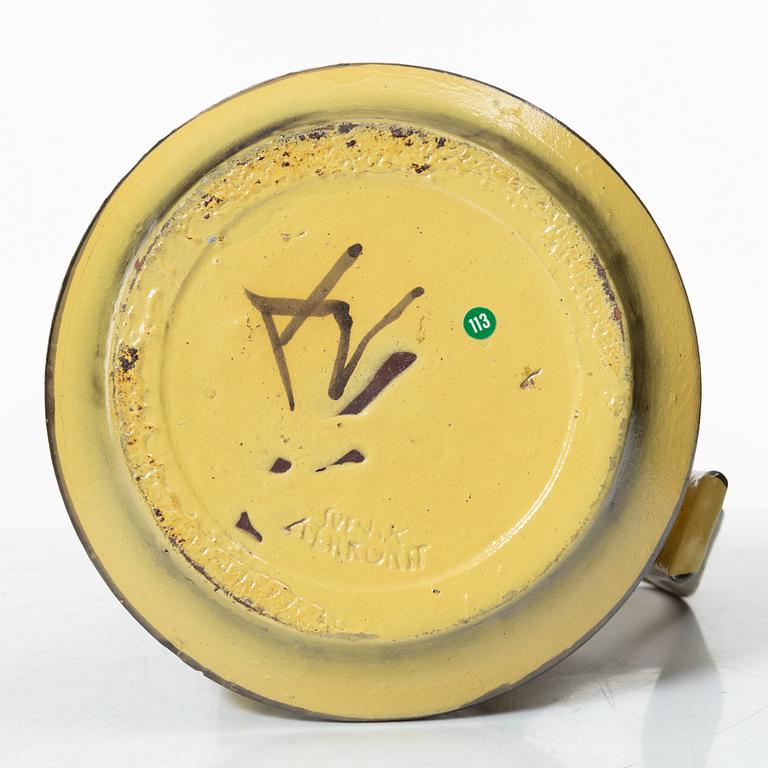 Allan Ebeling, two glazed ceramic ewers and a vase, Torshälla 1930s.