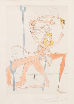 Salvador Dalí, kolorerad torrnål, 1974, signerad och numrerad43/300.