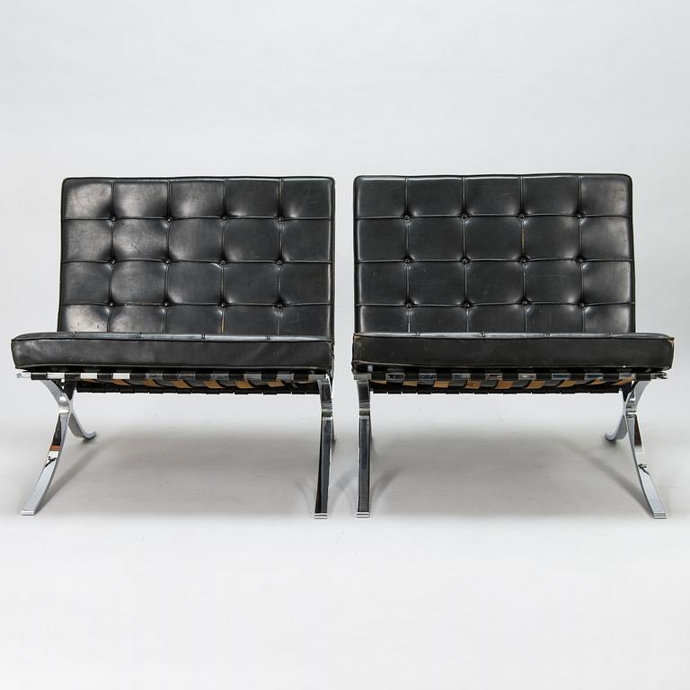 LUDWIG MIES VAN DER ROHE, A pair 'Barcelona' chairs for Knoll International, probably 1950's.