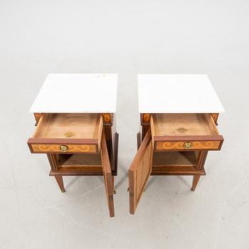 Bedside tables, a pair from CE Jonsson's furniture factory, early 20th century.