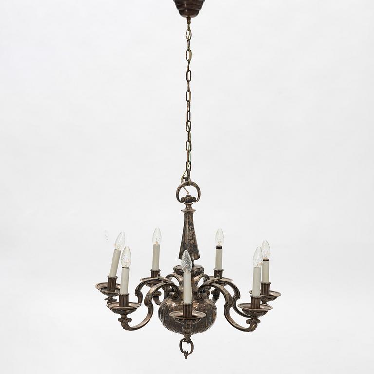 A silver plated chandelier, 1920's.