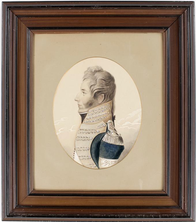 GÖSTA FLORMAN, akvarell med täckvitt på papper, troligen 1860-tal efter äldre original.