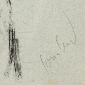 John Jon-And, blandteknik på papper, signerad.