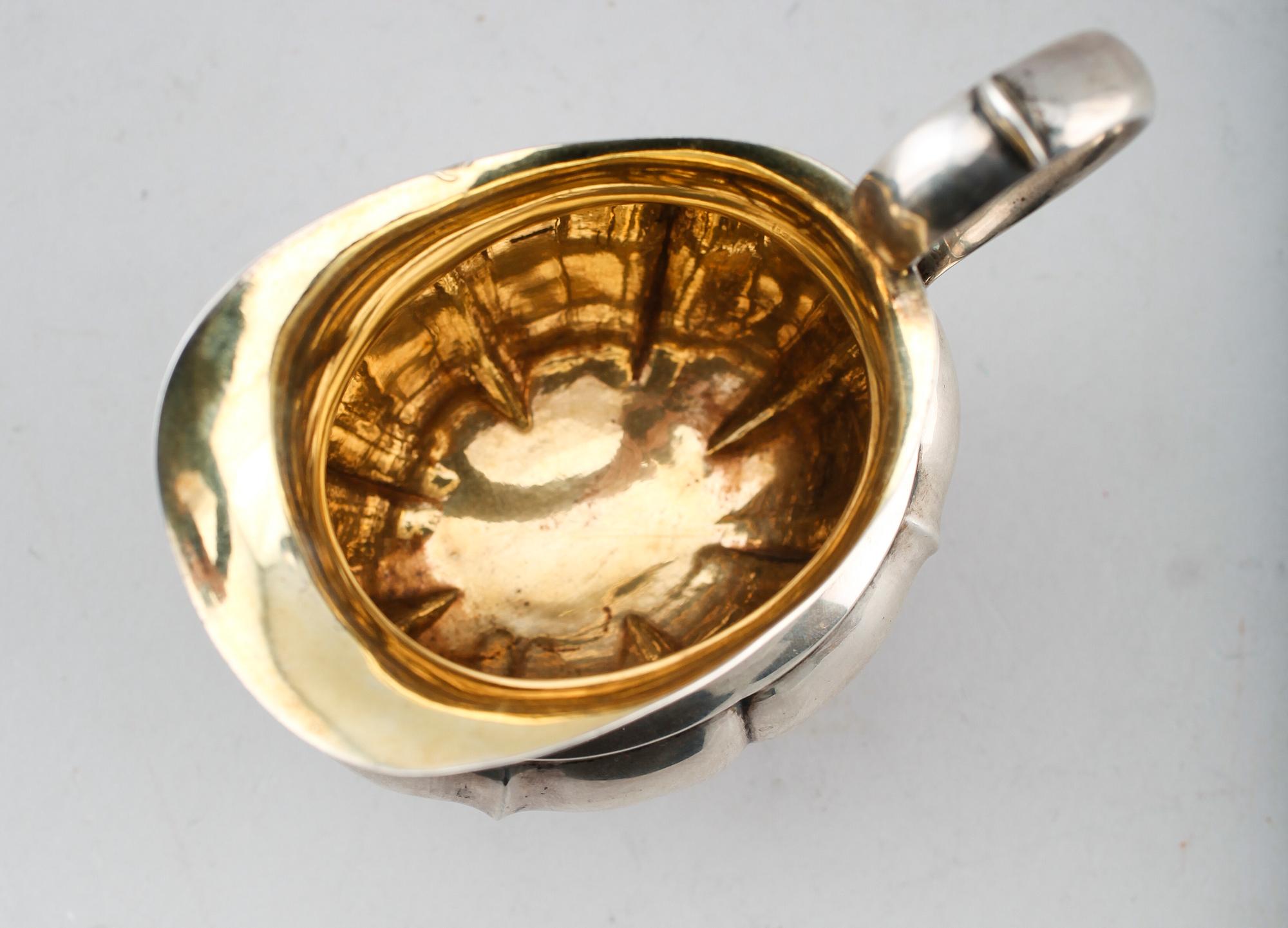 GRÄDDKANNA, silver, Gustaf Möllenborg, Stockholm, 1843. Vikt ca 173 g.