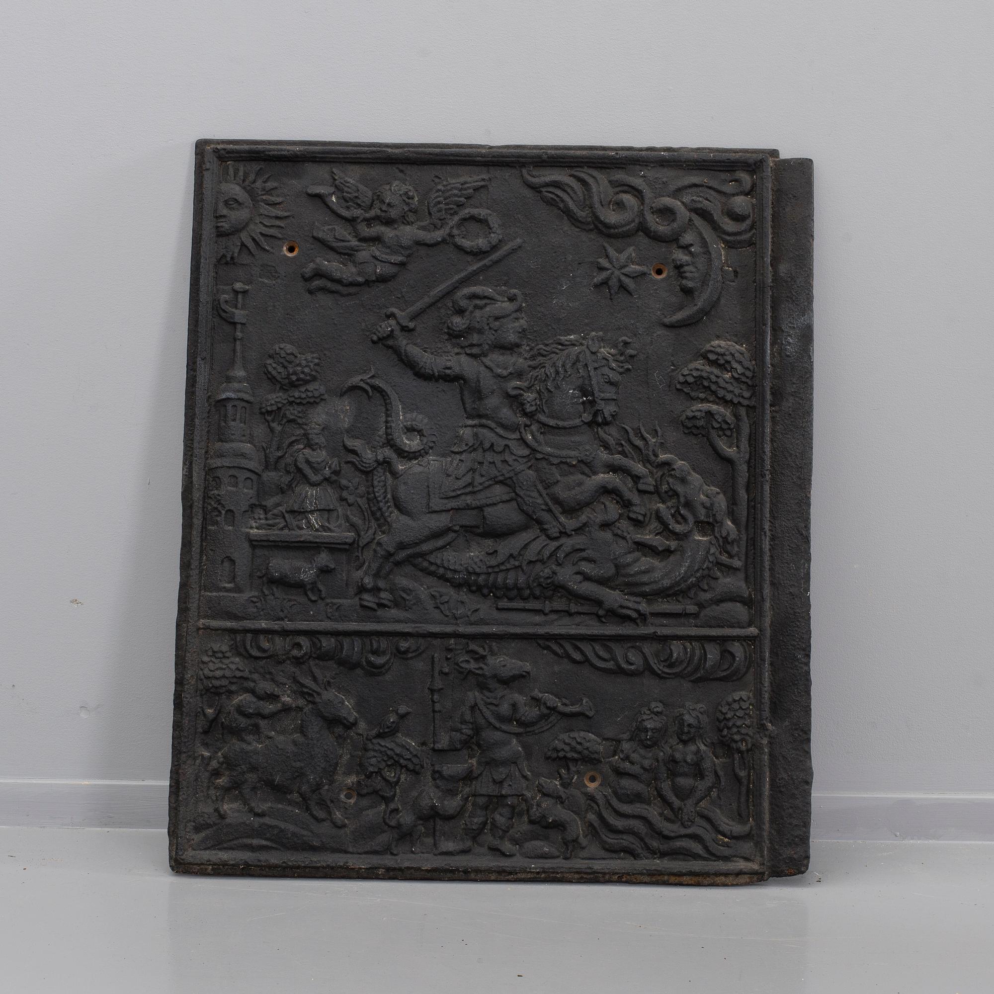 CAST IRON STOVE FRONT, 18th century.