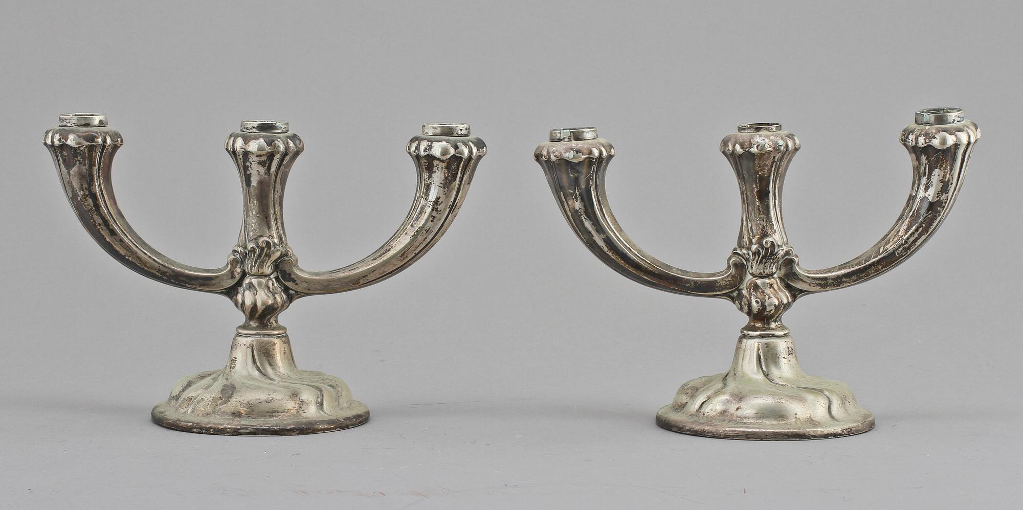 KANDELABRAR, ett par, silver, Jakob Grimminger, Tyskland, 1900-tal.