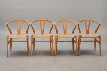 KARMSTOLAR, 4  st. Hans J Wegner, "Y-stolen", Carl Hansen & Son, Odense, 1900-talets andra hälft.