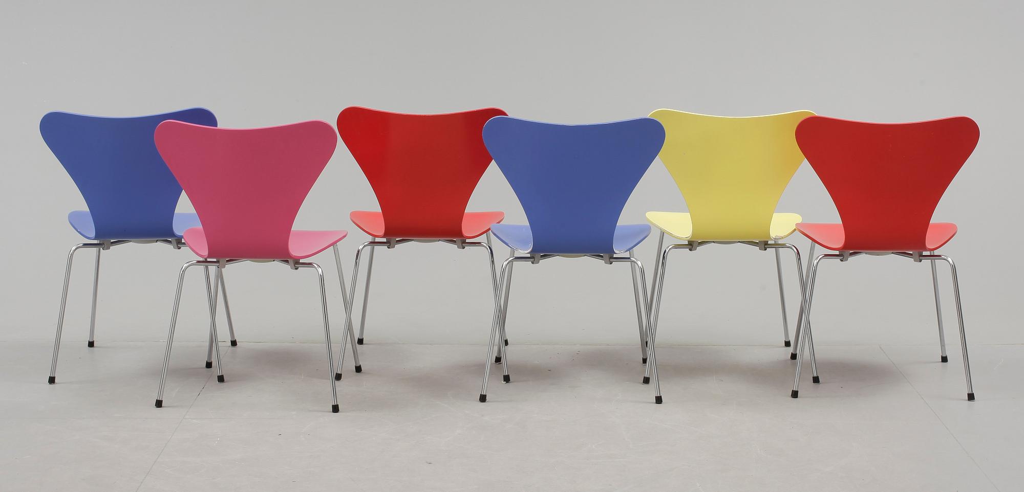 STOLAR, 6 st, "Sjuan", Arne Jacobsen, Fritz Hansen, 1997.