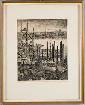Harald Sallberg · HARALD SALLBERG, etsning, signerad och daterad 1935.