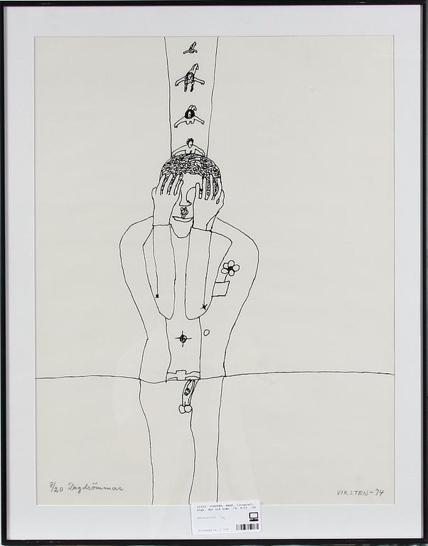 VIKSTEN, HANS, litografi. Sign, dat och numr -74, 8/20.