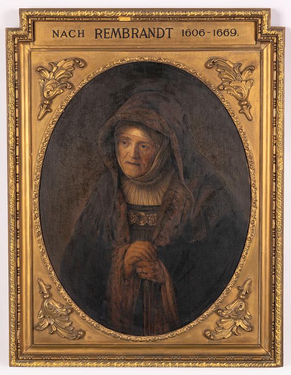 Rembrandt Harmensz van Rijn, copy after, ca 1900,  The Artist's Mother.