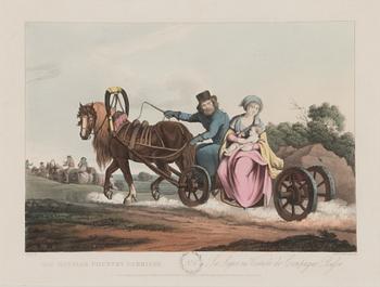 Hand-coloured aquatints, 2 pcs.