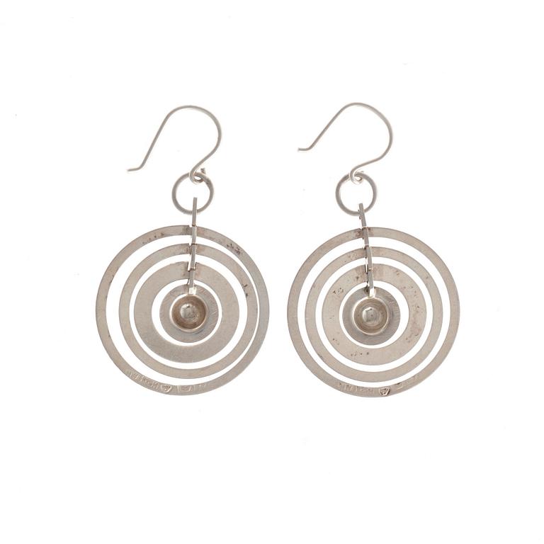 Tapio Wirkkala, EARRINGS, sterling silver, "Silvermoon" N. Westerback 1972.