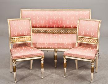 SOFFA och STOLAR, ett par, sengustaviansk stil, tidigt 1900-tal.