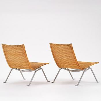 Poul Kjaerholm, a pair of, model "PK-22" easy chairs, likely by E Kold Christensen, reportedly 1970s.