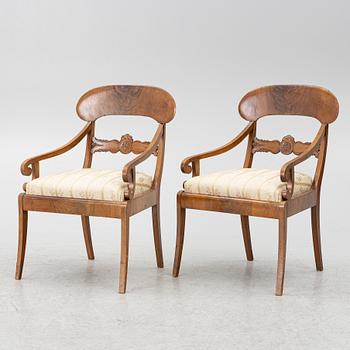 A pair of Empire armchairs, first half of the 19th century.