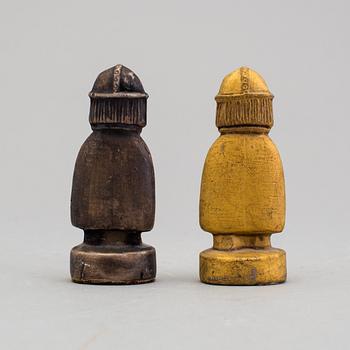 STIG LINDBERG, two stoneware chess pieces, Gustavsberg 1970s.