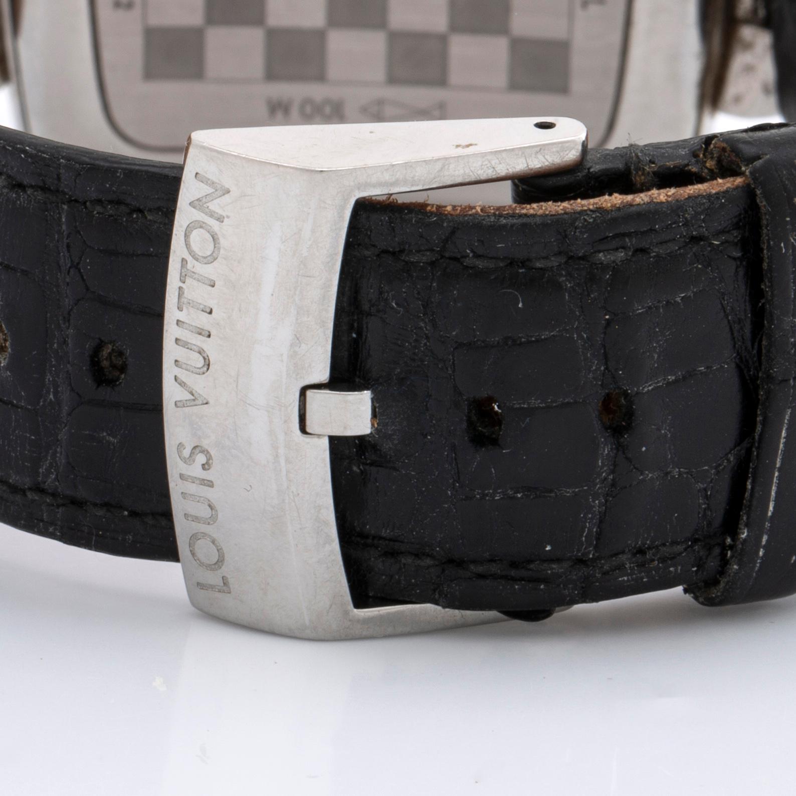 LOUIS VUITTON ARMBANDSUR 40 mm, stål, automatisk, original läderarmband, originaletui.