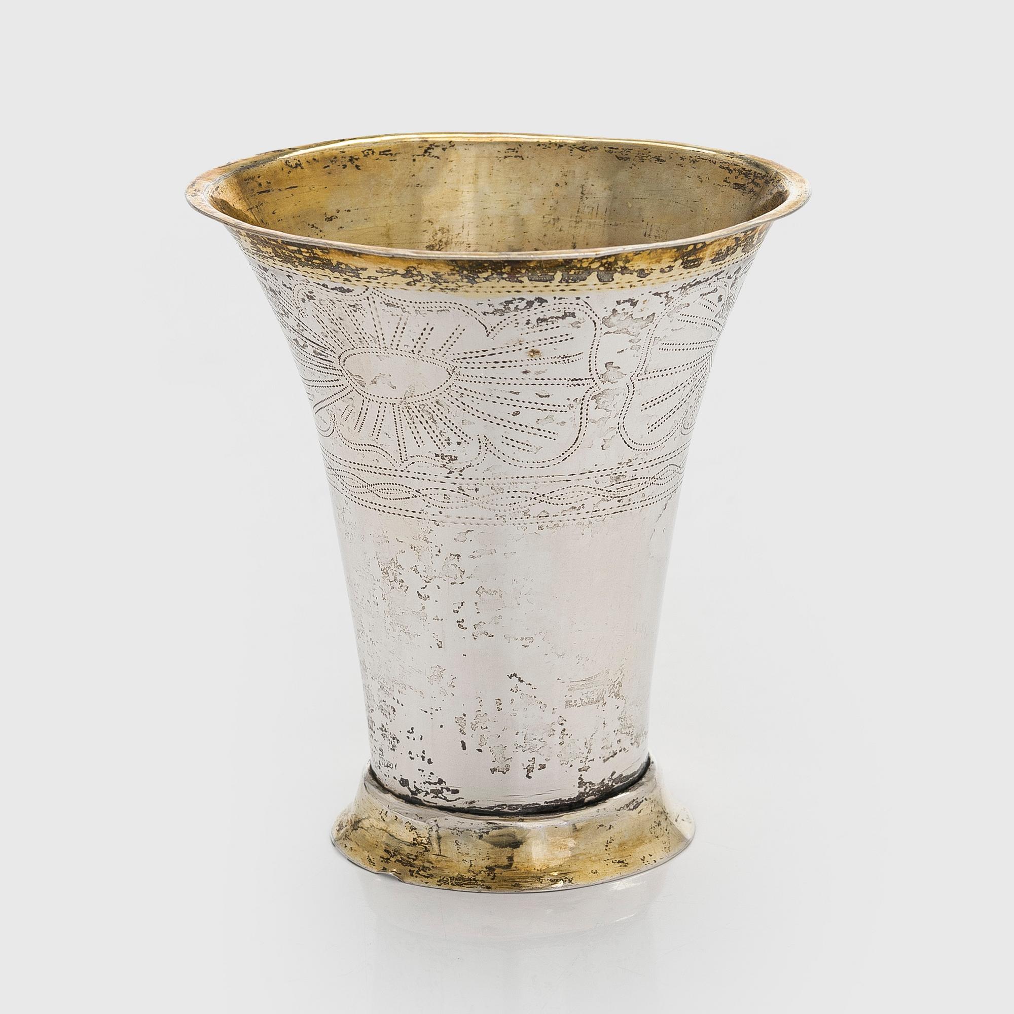 Anders Pihra, bägare, silver, delvis förgylld, Åbo 1803-1831.