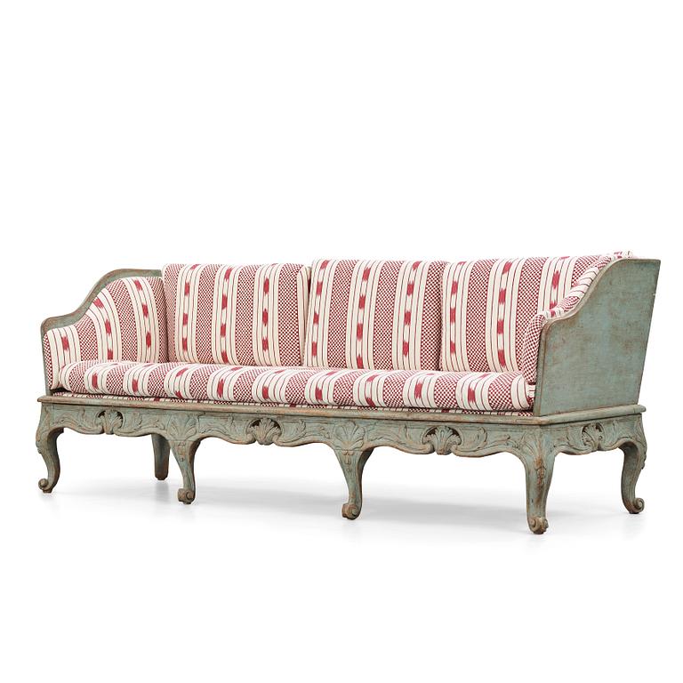 Soffa, Sverige, 1700-talets andra hälft. Rokoko.