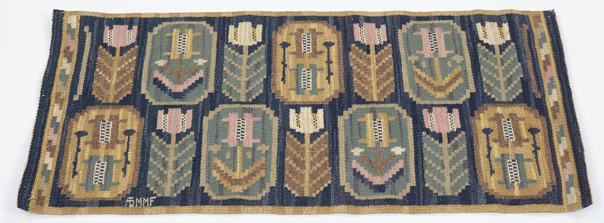 Märta Måås-Fjetterström, a textile, "Medaljongerna", flat weave, ca 39,5-40,5 x 83 cm, signed AB MMF.