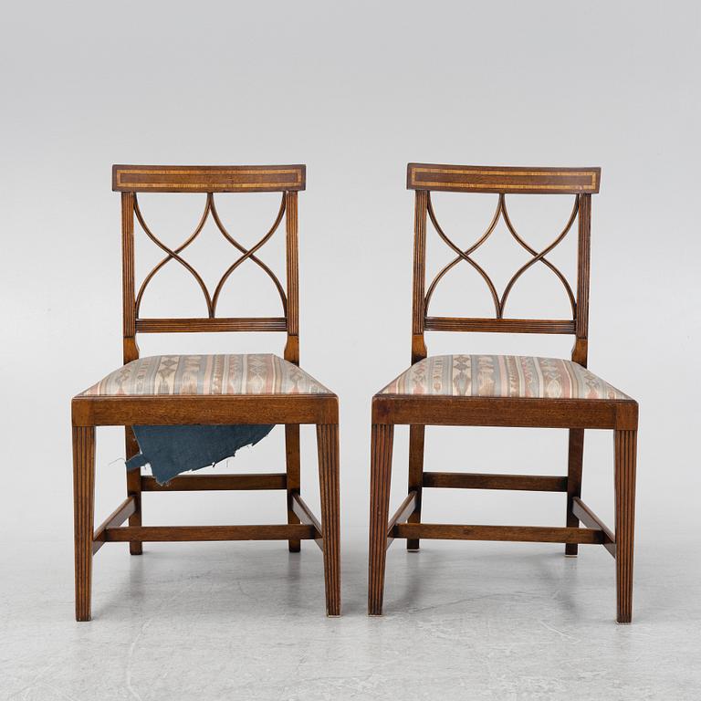 A set of six English mahogany chairs made for Nordiska Kompaniet Stockholm, mid 20th Century.